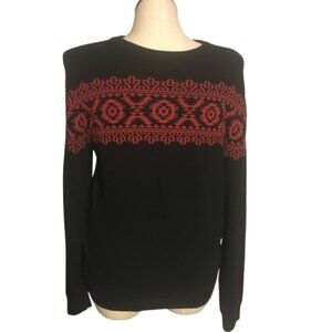 Chaps Sweater Crew Neck Black and Red Medium Large NWT
